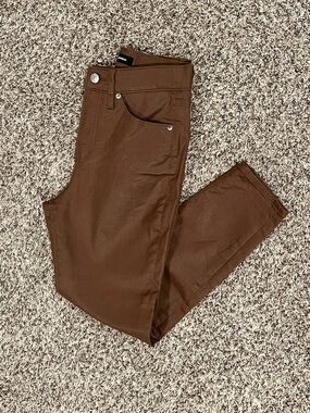 Express Cropped Foil-Coated Skinny Pants